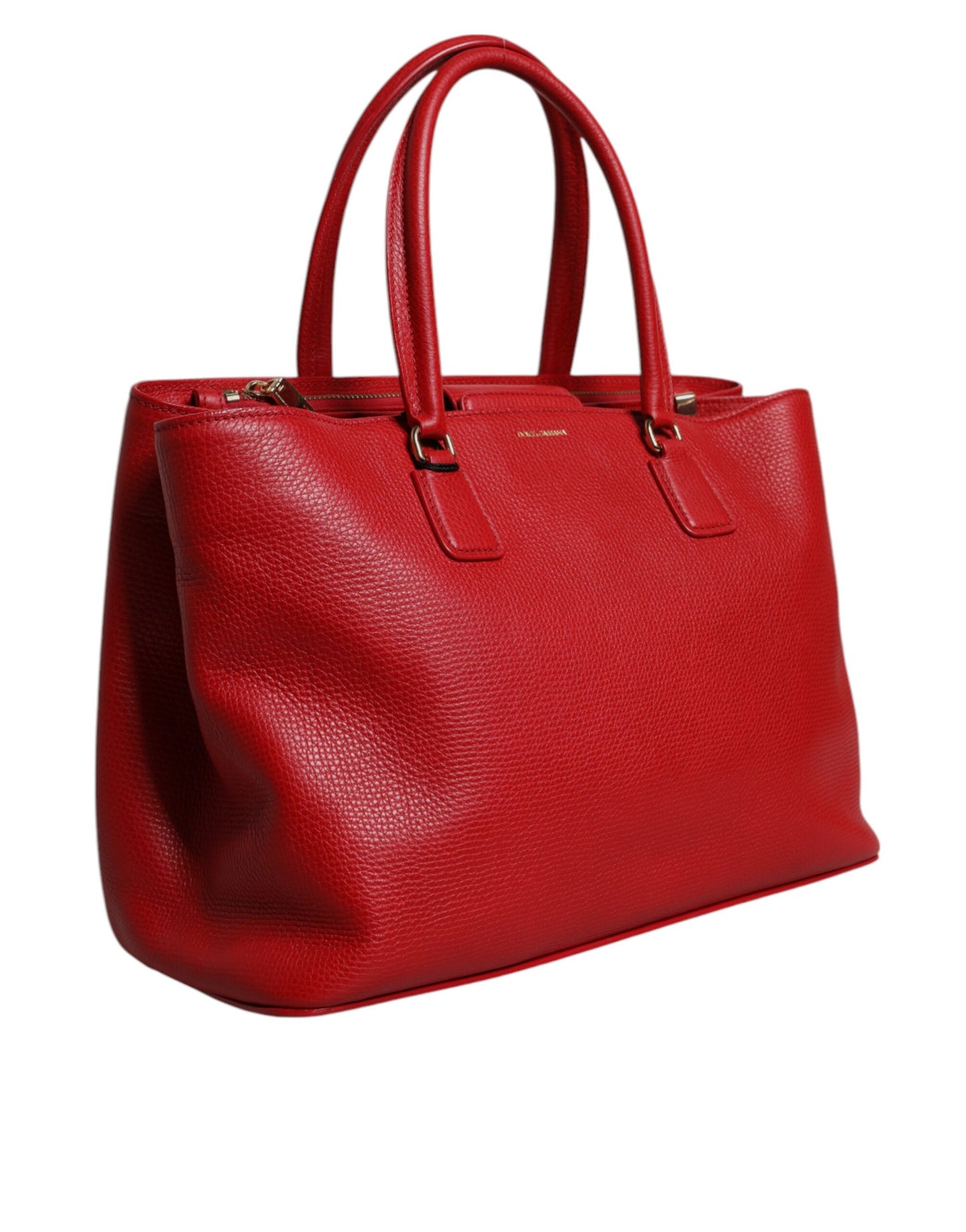 Dolce &amp; Gabbana – Rote Kalbsleder-Grifftasche mit Logo-Plakette