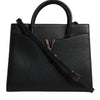Versace Black Large Leather Top Handle Shoulder Crossbody Bag