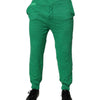 Dsquared² Green Cotton Elastic Waist Men Casual Pants
