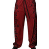 Dolce & Gabbana Red Leopard Print Polyester Men Jogger Pants