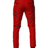 Dolce & Gabbana Red Zipper Embellished Straight Pants