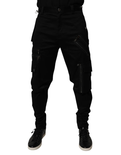 Dolce & Gabbana Black Cotton Cargo Tapered Pants
