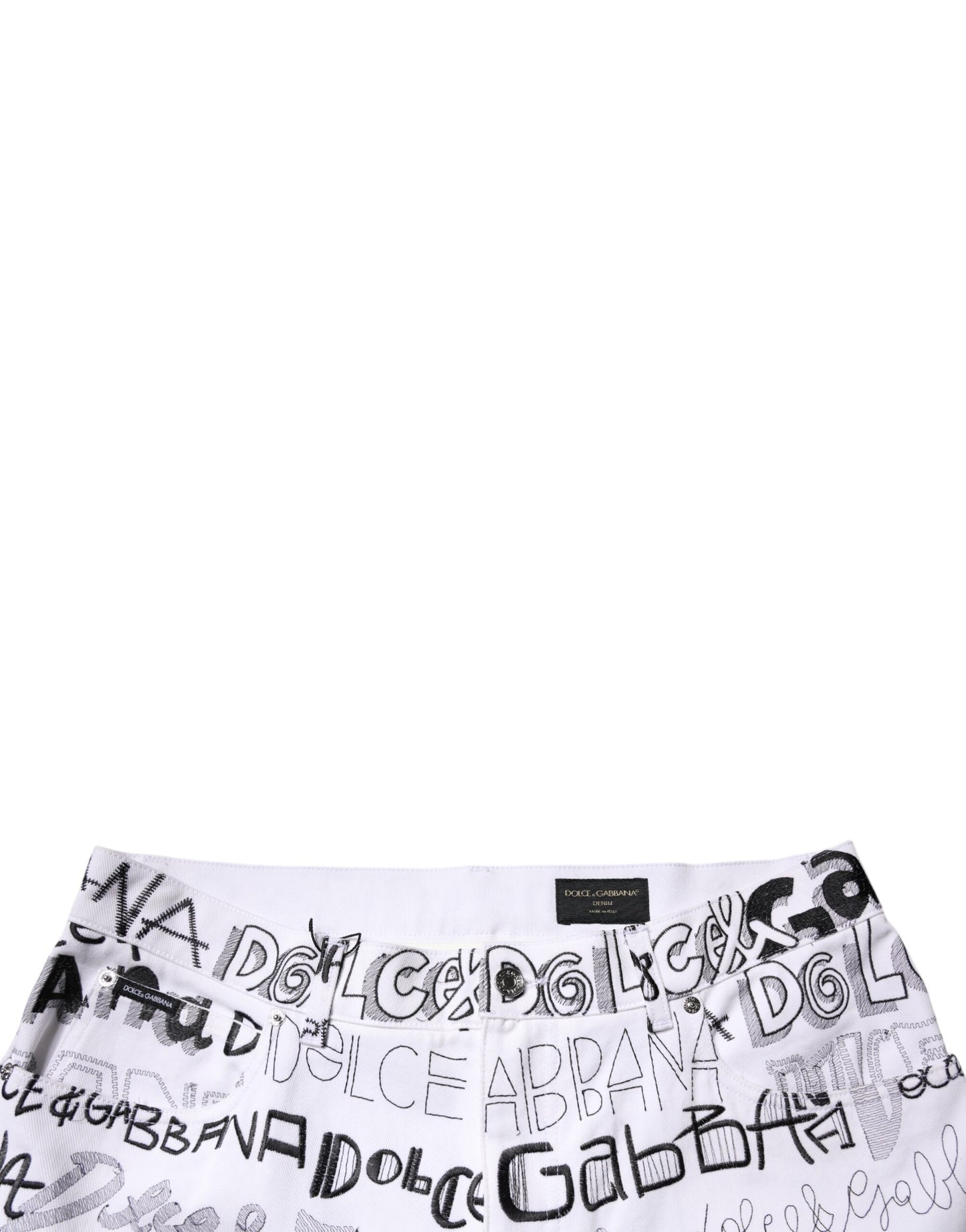 Dolce &amp; Gabbana Weiße, gerade geschnittene Jeans mit Logo-Print für Herren