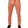 Dolce & Gabbana Orange Tie Dye Cotton Skinny Men Denim Jeans