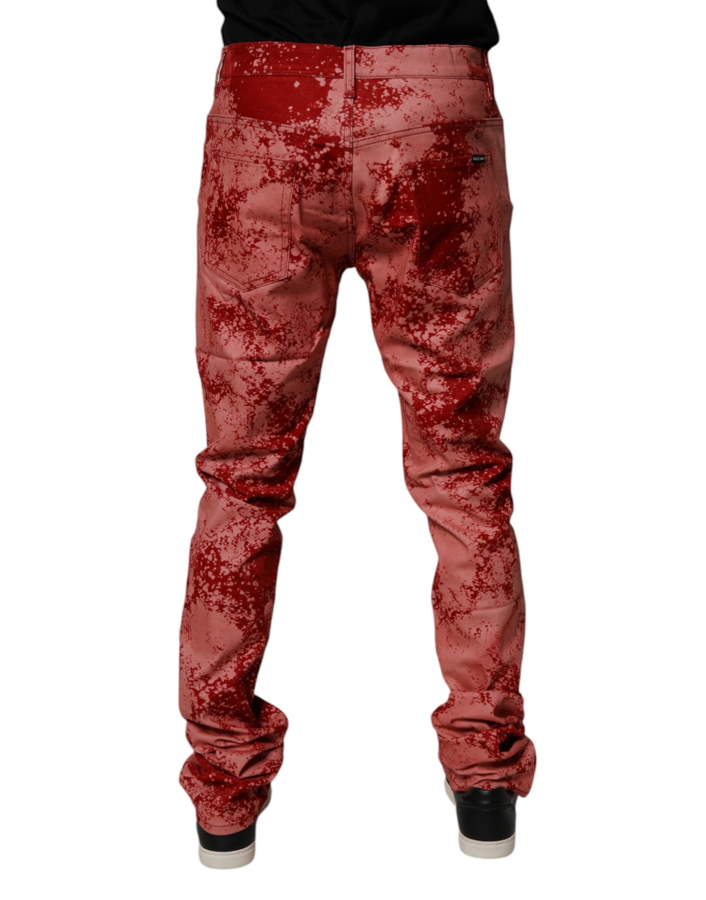 Dolce &amp; Gabbana – Rote Skinny-Jeans aus Baumwolle mit Batikmuster für Herren