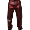 Dolce & Gabbana Red Leopard Cotton Straight Men Denim Jeans