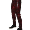 Dolce & Gabbana Red Leopard Cotton Skinny Men Denim Jeans