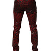 Dolce & Gabbana Red Leopard Cotton Skinny Men Denim Jeans