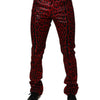 Dolce & Gabbana Red Leopard Cotton Slim Fit Denim Jeans