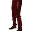 Dolce & Gabbana Red Leopard Cotton Slim Fit Denim Jeans