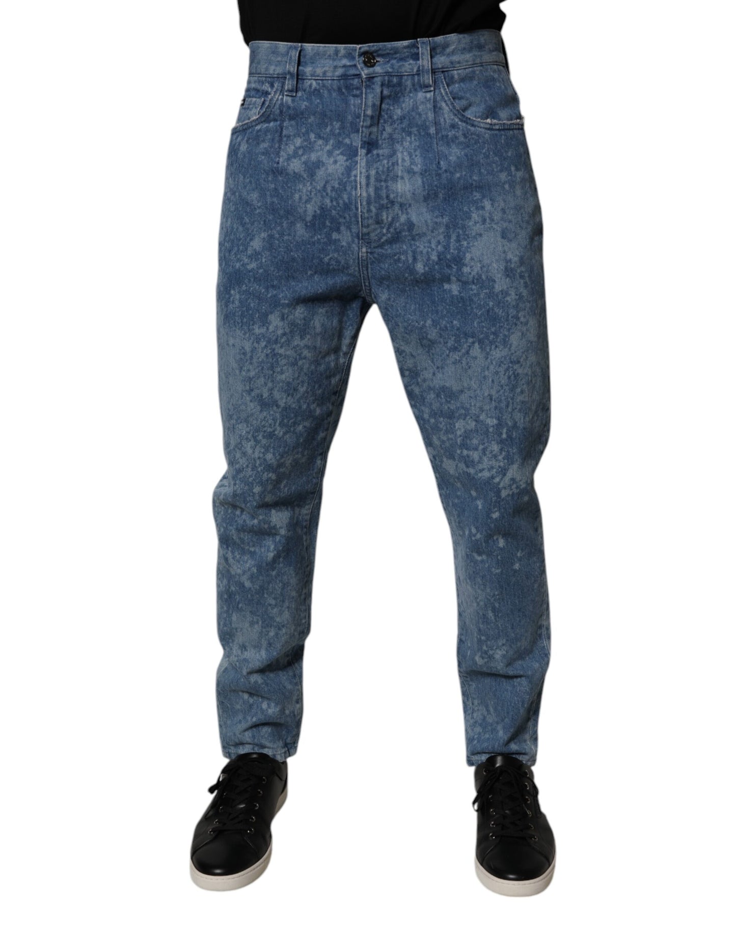 Dolce &amp; Gabbana – Skinny-Jeans aus Baumwolle in Blau mit Batikmuster für Herren