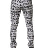 Dolce & Gabbana White Cotton Logo Print Skinny Denim Jeans