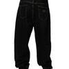 Dolce & Gabbana Black Cotton Mid Waist Wide Leg Denim Jeans