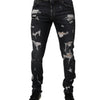 Dolce &amp; Gabbana Schwarze Skinny Jeans aus zerfetzter Baumwolle für Herren