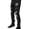 Dolce &amp; Gabbana Schwarze Skinny Jeans aus zerfetzter Baumwolle für Herren