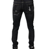 Dolce &amp; Gabbana Schwarze Skinny Jeans aus zerfetzter Baumwolle für Herren