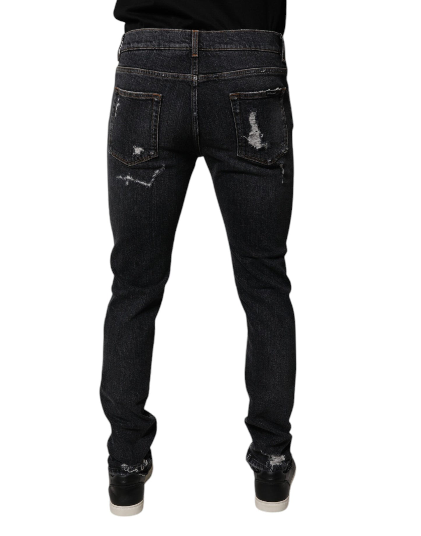 Dolce &amp; Gabbana Schwarze Skinny Jeans aus zerfetzter Baumwolle für Herren
