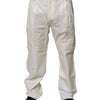 Dolce & Gabbana White Linen Mid Waist Straight Men Denim Jeans