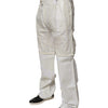 Dolce & Gabbana White Linen Mid Waist Straight Men Denim Jeans