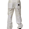 Dolce & Gabbana White Linen Mid Waist Straight Men Denim Jeans