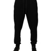 Dolce & Gabbana Black Cotton Mid Waist Jogger Sweatpants Pants