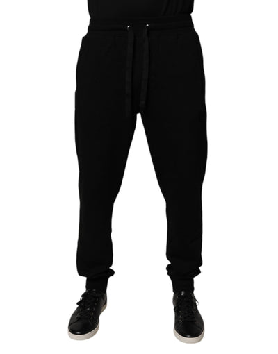 Dolce & Gabbana Black Cotton Mid Waist Jogger Sweatpants Pants