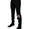 Dolce & Gabbana Black Ripped Cotton Skinny Men Denim Jeans