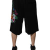 Dolce & Gabbana Black Cotton Logo Floral Print Bermuda Shorts