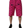 Dolce & Gabbana Pink Cotton Heart Print Bermuda Shorts