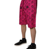 Dolce & Gabbana Pink Cotton Heart Print Bermuda Shorts