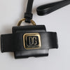 Dolce &amp; Gabbana – Airpods-Hülle mit schwarzem Lederarmband und goldenem Metall-Logo