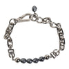 Dolce & Gabbana Silver Tone Chain Lobster Clasp Logo Gray Pearls Bracelet