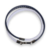Dolce & Gabbana Blue White Leather Trimmed DG Engraved Silver Tone Clasp Bracelet