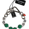 Dolce & Gabbana Silver Tone Brass Bead Dice Logo Embellish Charm Bracelet