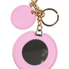 Dolce & Gabbana Pink Calf Leather Gold Metal Logo Print Keyring Keychain