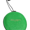 Dolce & Gabbana Green Calfskin Leather Round Logo Hand Mirror Holder