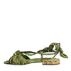 Dolce & Gabbana Green Animal Print Ankle Wrap Sandals Shoes