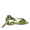 Dolce & Gabbana Green Animal Print Ankle Wrap Sandals Shoes