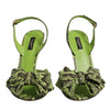 Dolce & Gabbana Green Python Leather Heels Sandals Shoes