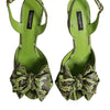 Dolce & Gabbana Green Python Leather Heels Sandals Shoes