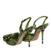 Dolce & Gabbana Green Python Leather Heels Sandals Shoes