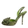 Dolce & Gabbana Green Python Leather Heels Sandals Shoes