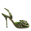 Dolce & Gabbana Green Python Leather Heels Sandals Shoes
