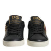 Dolce & Gabbana Black Leather Gold Red Heart Sneakers Shoes