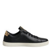 Dolce & Gabbana Black Leather Gold Red Heart Sneakers Shoes