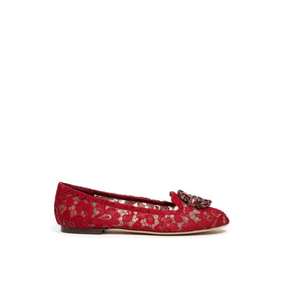 Chaussures plates en viscose rouge Dolce &amp; Gabbana