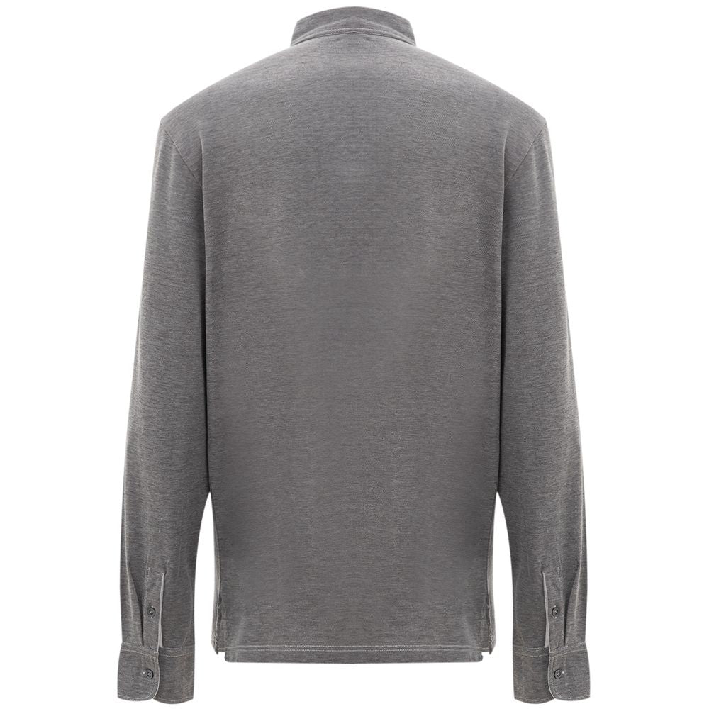 Polo en coton gris Corneliani