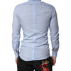 Dolce & Gabbana Light Blue Cotton GOLD Dress Formal Shirt