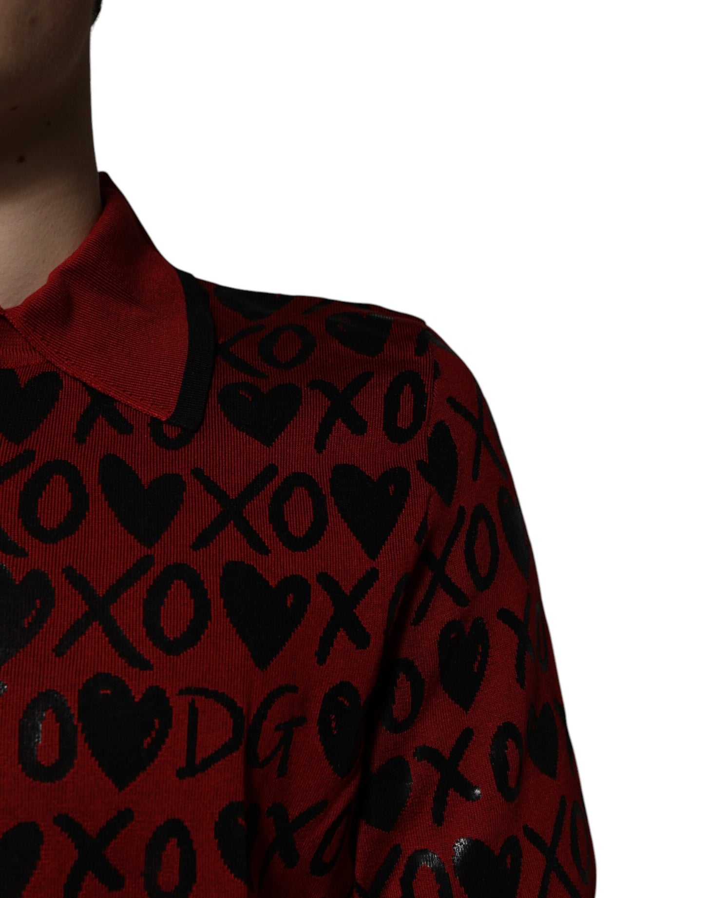 Dolce &amp; Gabbana – Rotes XOXO-Poloshirt aus Baumwolle mit Kragen