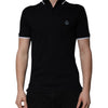 Dolce &amp; Gabbana – Schwarzes Poloshirt aus Baumwolle mit Kronenkragen